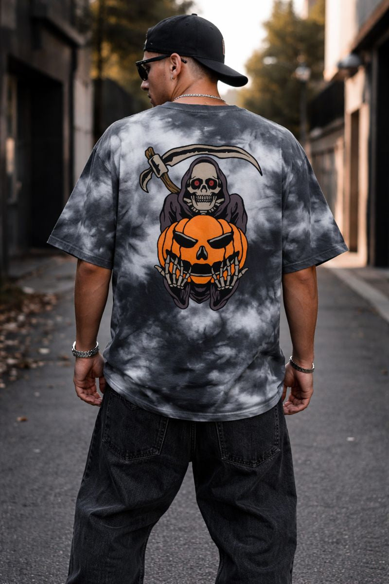 Unisex Tie Dye Oversized Backprint T-Shirt- Ghost Empire