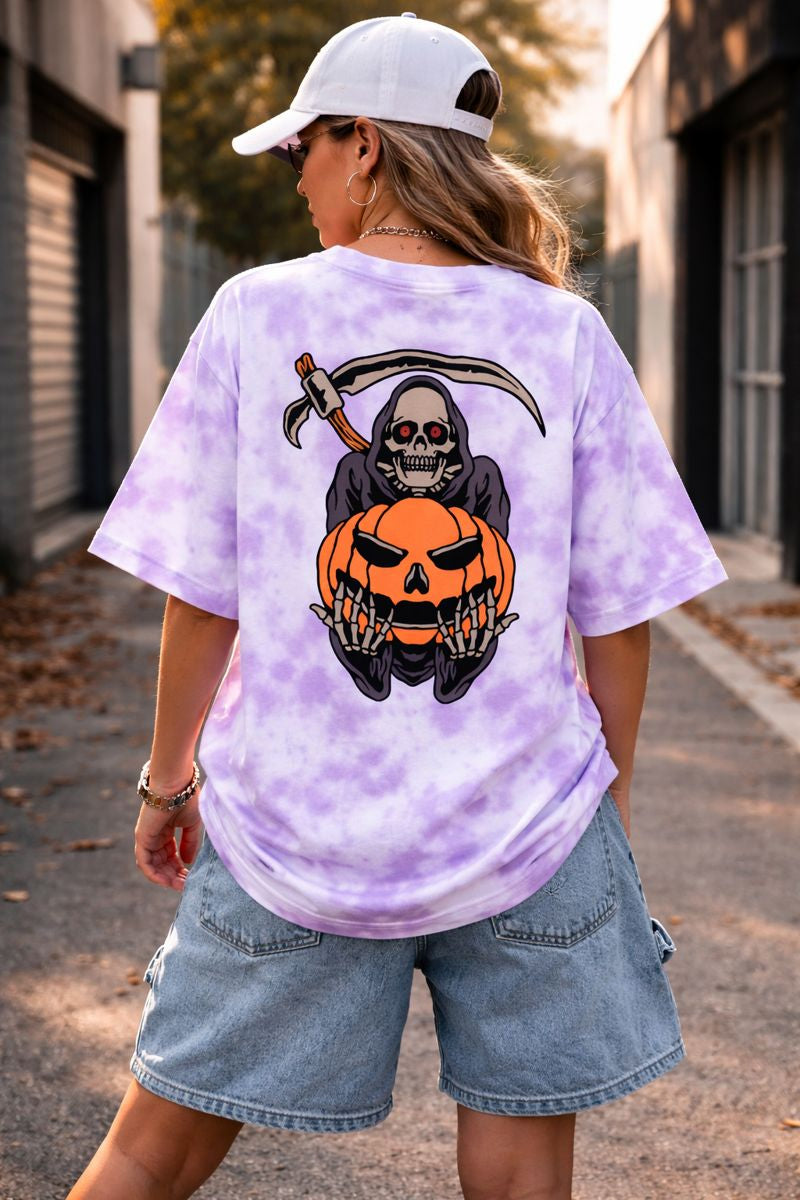 Unisex Tie Dye Oversized Backprint T-Shirt- Ghost Empire