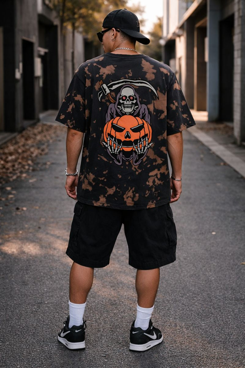 Unisex Tie Dye Oversized Backprint T-Shirt- Ghost Empire