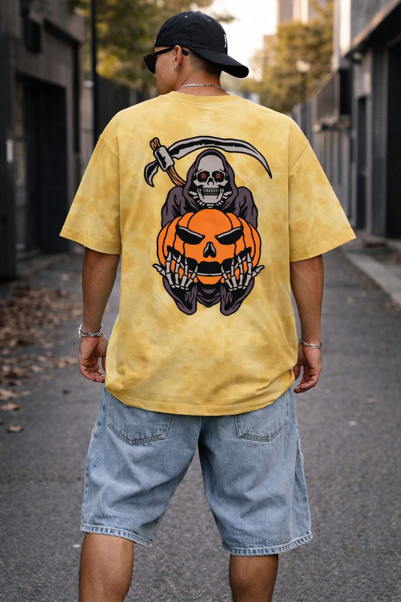 Unisex Tie Dye Oversized Backprint T-Shirt- Ghost Empire